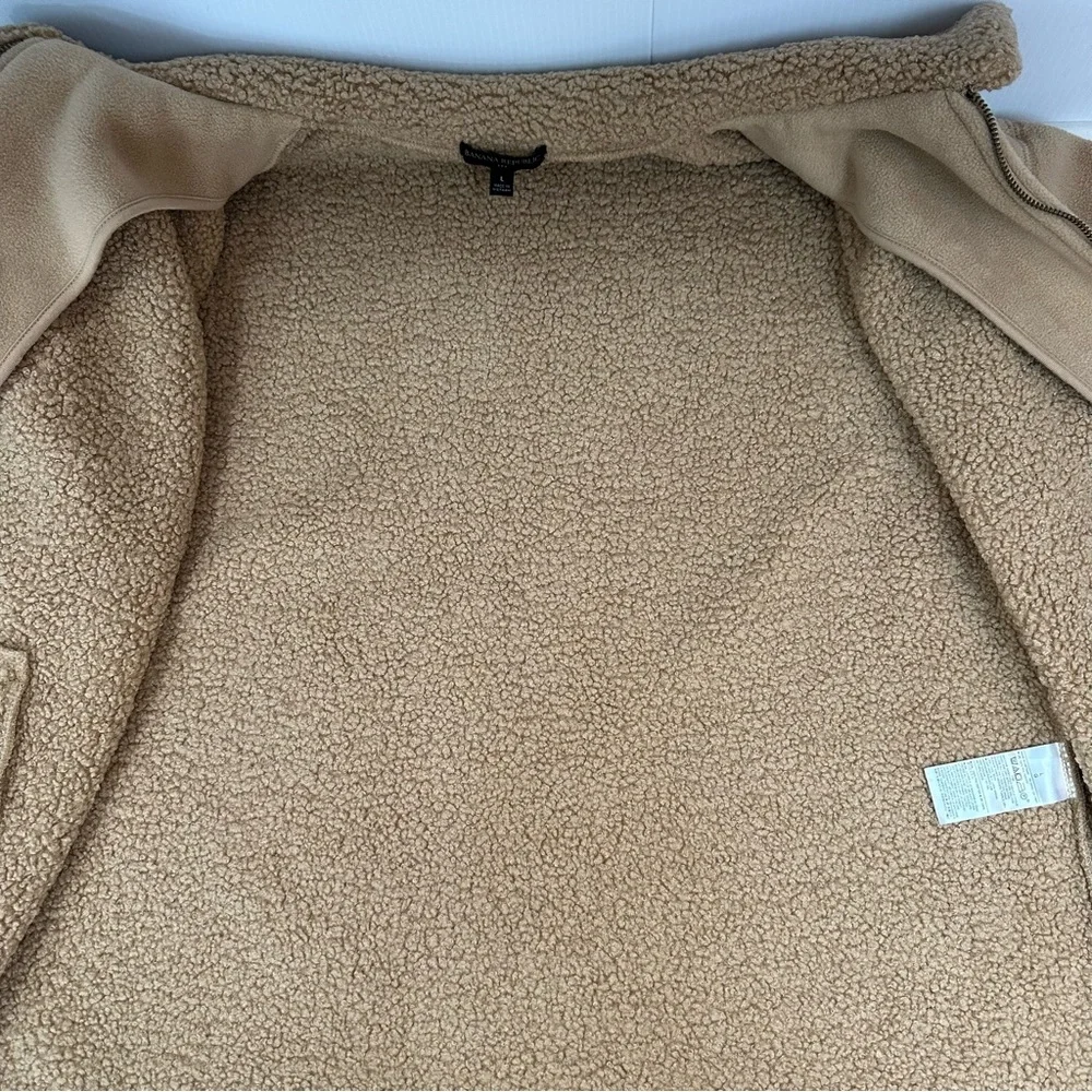 Banana Republic Women's SHERPA BOMBER JACKET Sz L Oversized Snap Pockets… - Picture 11 of 17